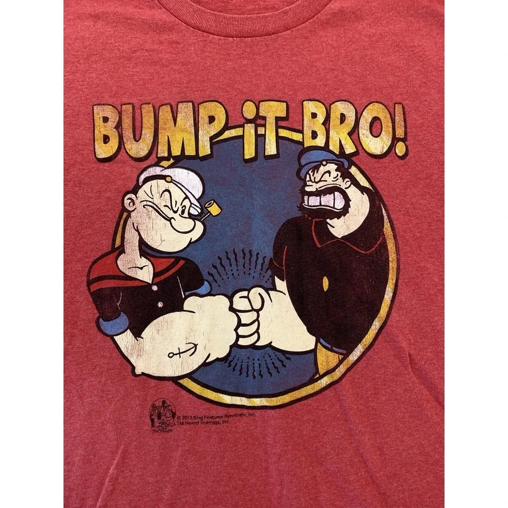 Popeye Sailor Man/Bluto T-Shirt Measures XL Red Cartoon 
